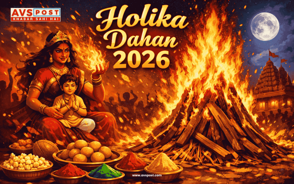 Holika dahan 2026 : बुराई पर अच्छाई की जीत का प्रतीक – महत्व, तिथि, मुहूर्त और पूजा विधि