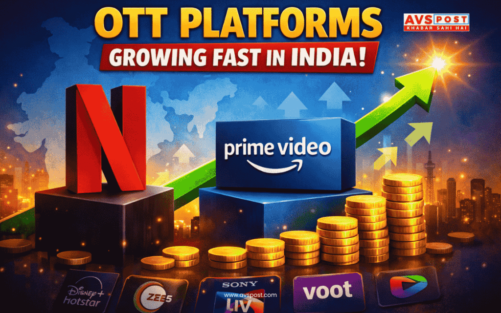 OTT Platforms Growing Fast in India : Netflix and Prime on top