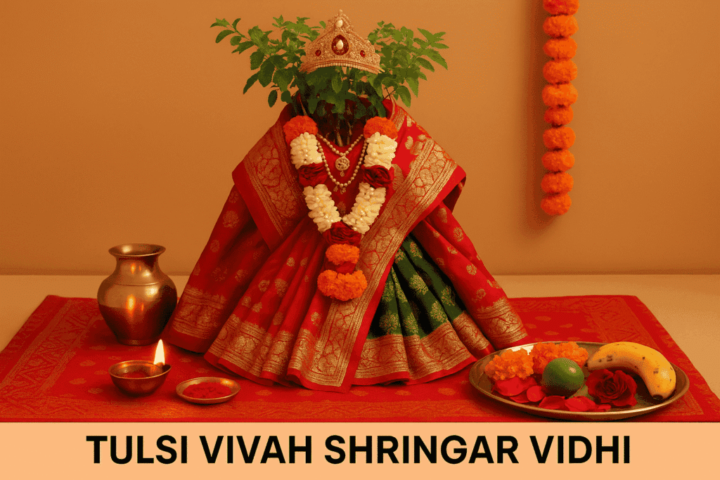 Tulsi Vivah Shringar Vidhi : तुलसी विवाह पर माँ तुलसी का शुभ श्रृंगार कैसे करें
