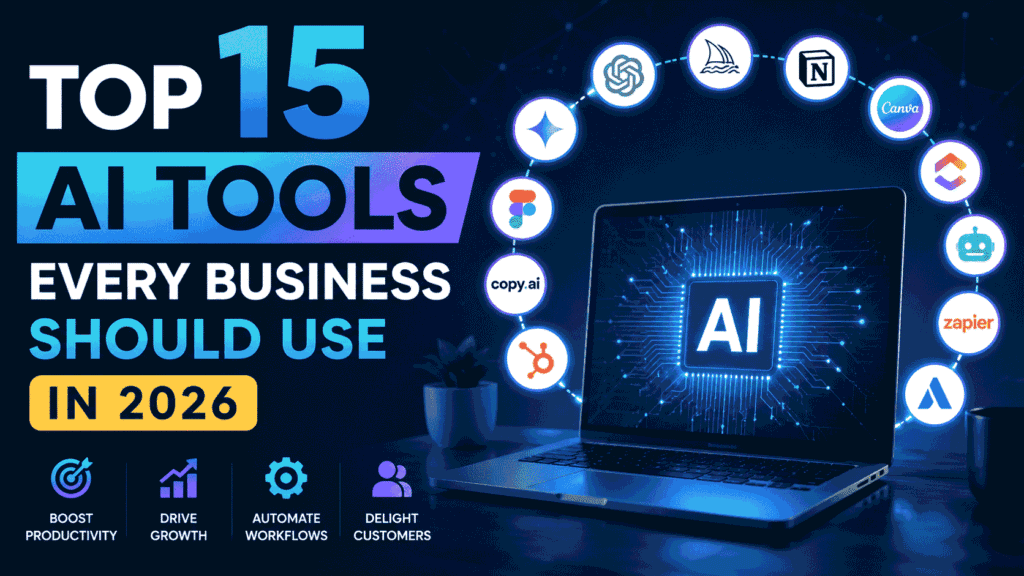 Top 15 AI Tools Every Business Should Use in 2026