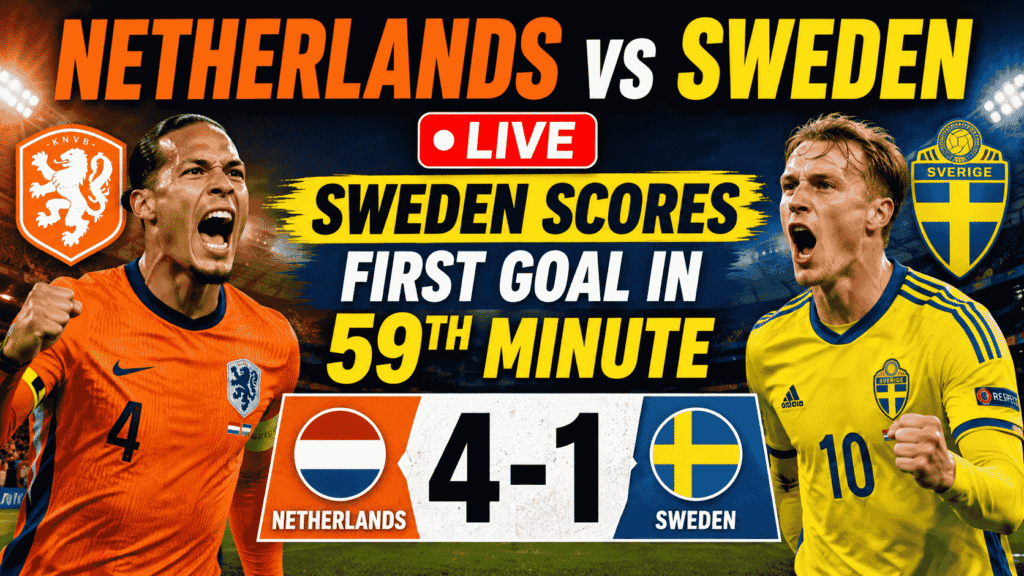 Netherlands vs Sweden Live : Sweden Scores First Goal in 59th Minute, Netherlands Leads 4-1